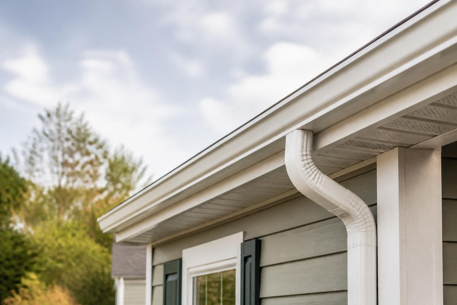 New gutters installed along a clean roofline.